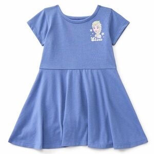Disney Frozen Elsa Toddler Girls Blue Short Sleeve Skater Dress 2T